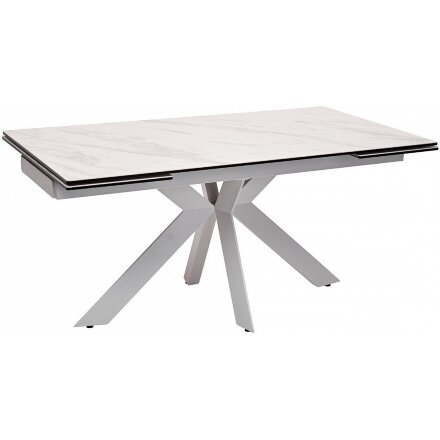 Керамический стол Belluno 160 marbleS KL-99 белый мрамор матовый итальянская керамика / белый каркас 