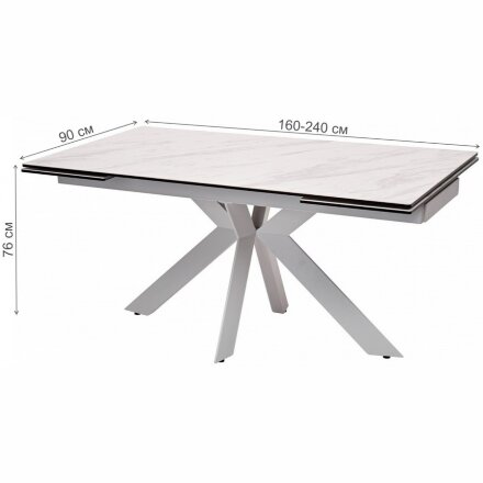 Керамический стол Belluno 160 marbleS KL-99 белый мрамор матовый итальянская керамика / белый каркас 
