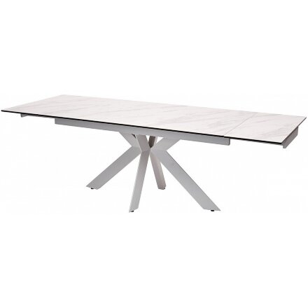 Керамический стол Belluno 160 marbleS KL-99 белый мрамор матовый итальянская керамика / белый каркас 