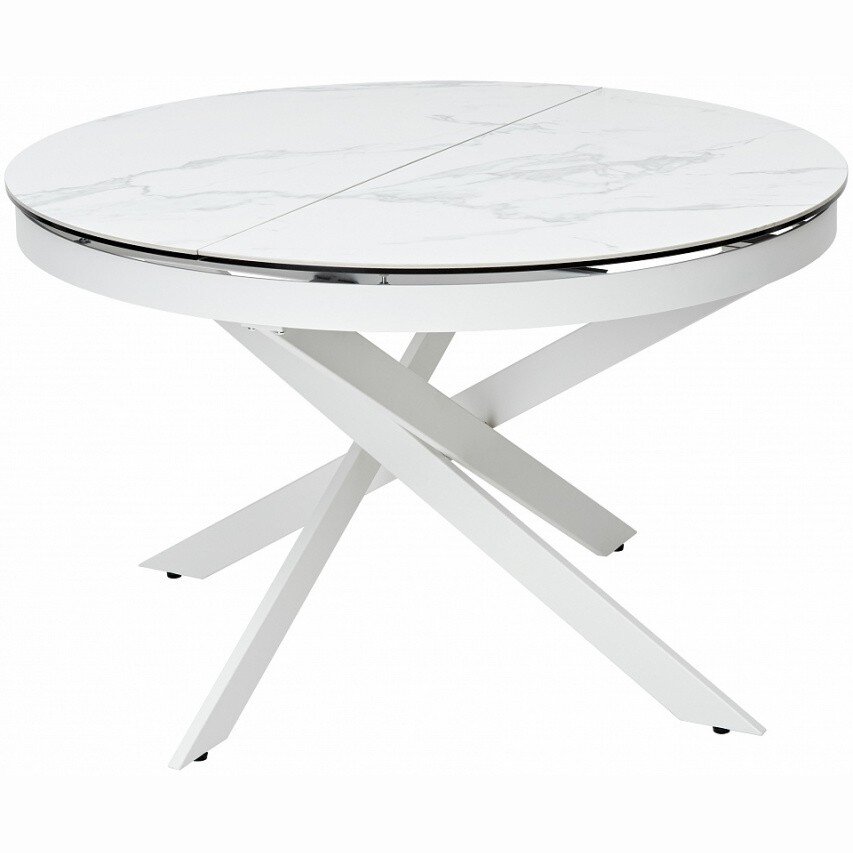 Керамический стол Trento 120 high gloss statuario белый мрамор глянцевый керамика / белый каркас Керамический стол Trento 120 high gloss statuario белый мрамор глянцевый керамика / белый каркас