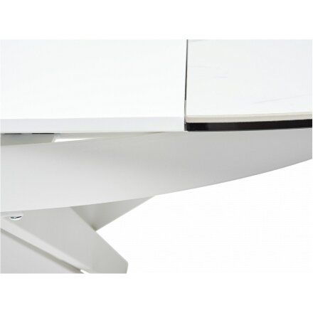 Керамический стол Trento 120 high gloss statuario белый мрамор глянцевый керамика / белый каркас 