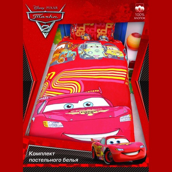 Комплект постельного белья Disney сад Тачки красные Комплект постельного белья Disney сад Тачки красные