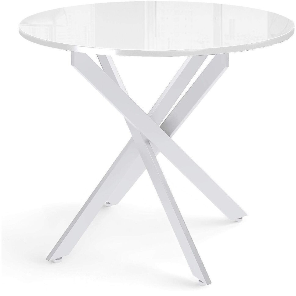 Стол DikLine Rs90М белый/стекло белое optiwhite (кромка белая)/опоры R90 белые Стол DikLine Rs90М белый/стекло белое optiwhite (кромка белая)/опоры R90 белые