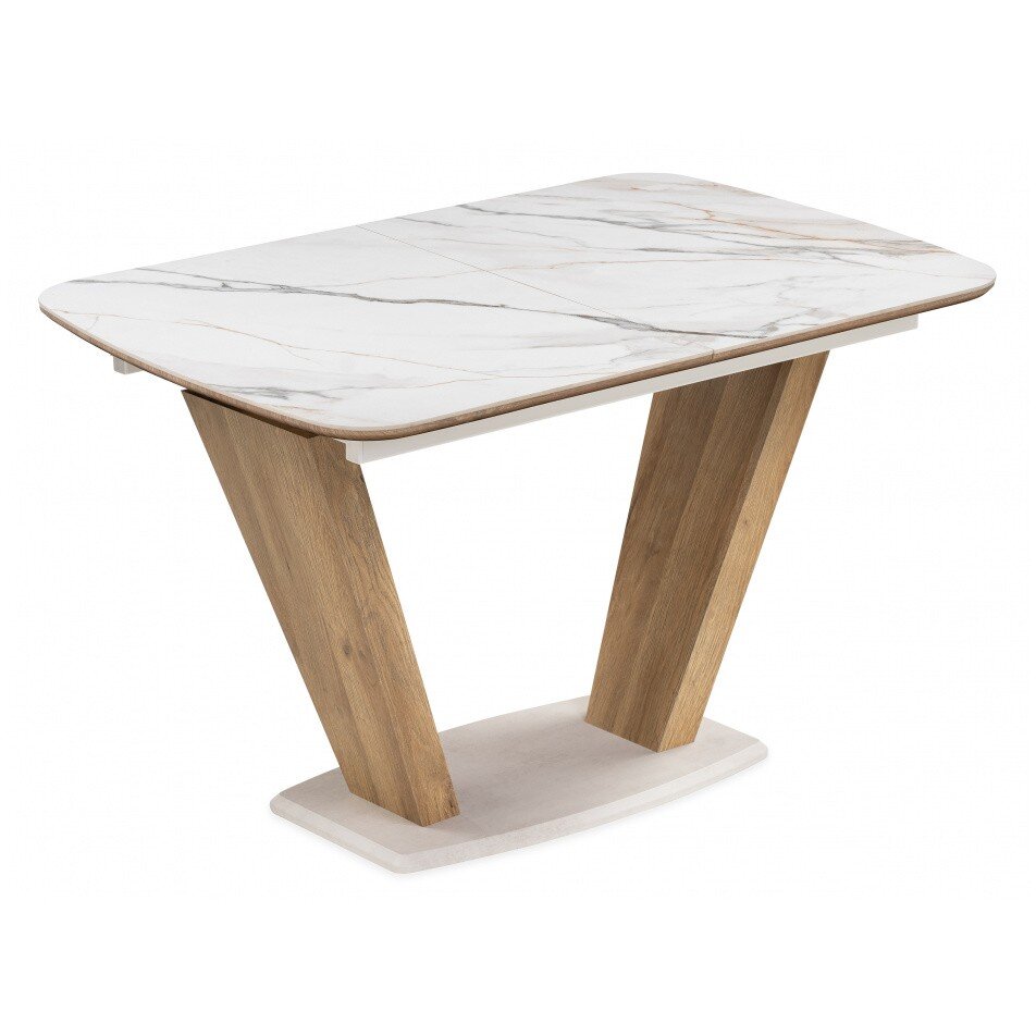 Керамический стол Петир 120(160)х80х75 gilt white / дуб монтана Керамический стол Петир 120(160)х80х75 gilt white / дуб монтана