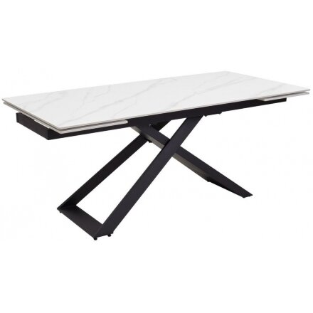 Керамический стол Livorno Matt white marble sintered stone / black 