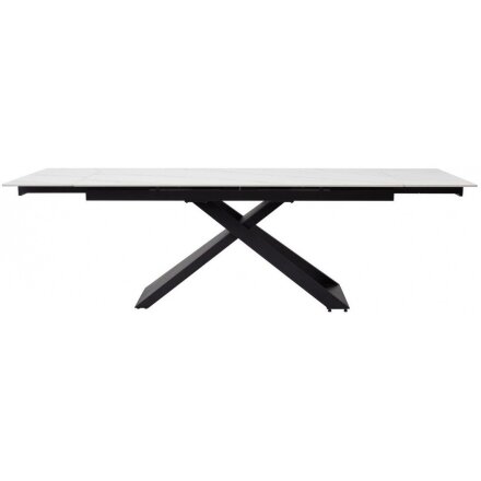 Керамический стол Livorno Matt white marble sintered stone / black 