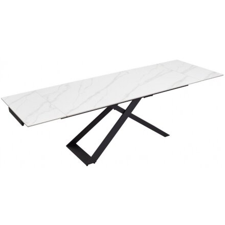 Керамический стол Livorno Matt white marble sintered stone / black 