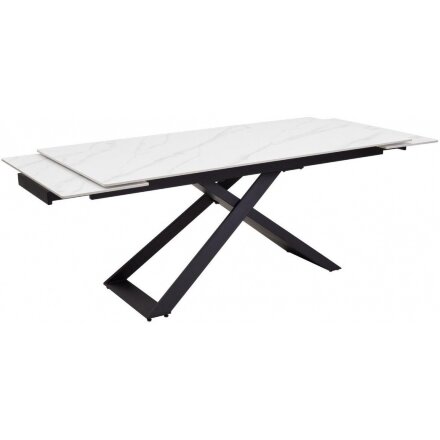 Керамический стол Livorno Matt white marble sintered stone / black 