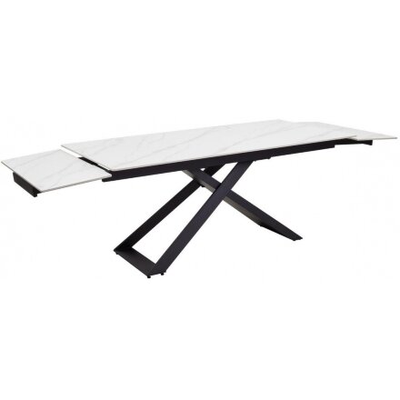 Керамический стол Livorno Matt white marble sintered stone / black 