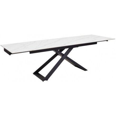 Керамический стол Livorno Matt white marble sintered stone / black 