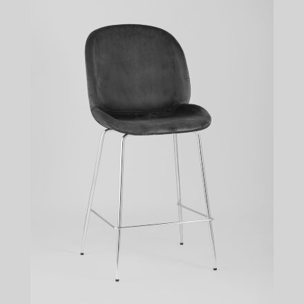 Стул полубарный Stool Group Beetle со спинкой серый хромированные ножки 
