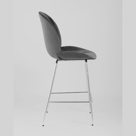 Стул полубарный Stool Group Beetle со спинкой серый хромированные ножки 