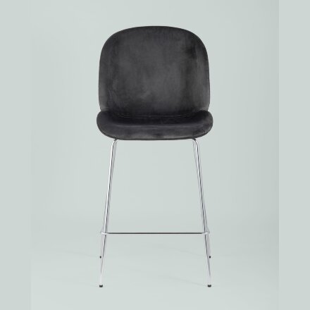 Стул полубарный Stool Group Beetle со спинкой серый хромированные ножки 