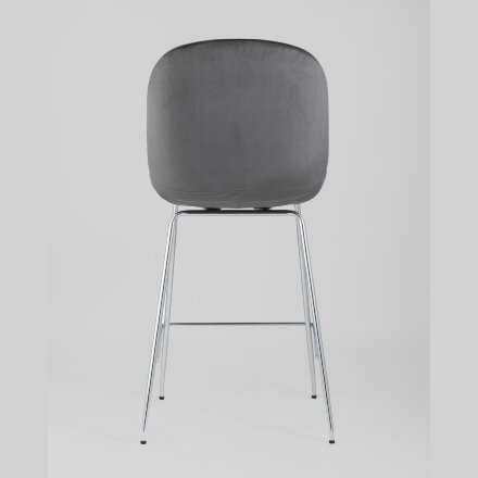 Стул полубарный Stool Group Beetle со спинкой серый хромированные ножки 