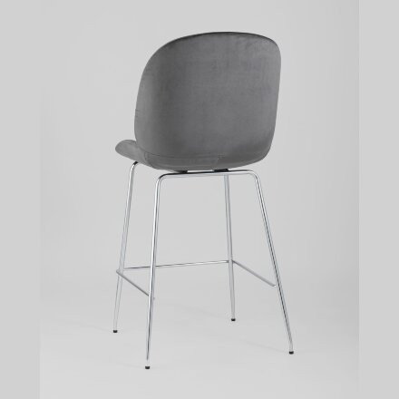 Стул полубарный Stool Group Beetle со спинкой серый хромированные ножки 