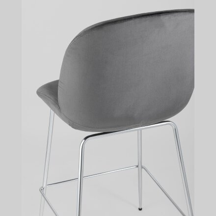 Стул полубарный Stool Group Beetle со спинкой серый хромированные ножки 