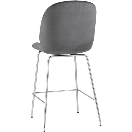 Стул полубарный Stool Group Beetle со спинкой серый хромированные ножки 