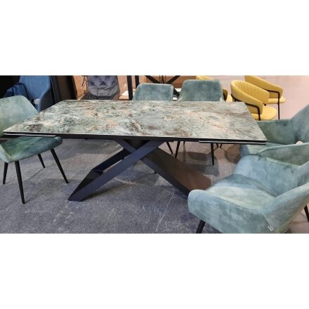 Стол LIVORNO 180 KL-170 MALACHITE, итальянская керамика/ черный каркас М-City 