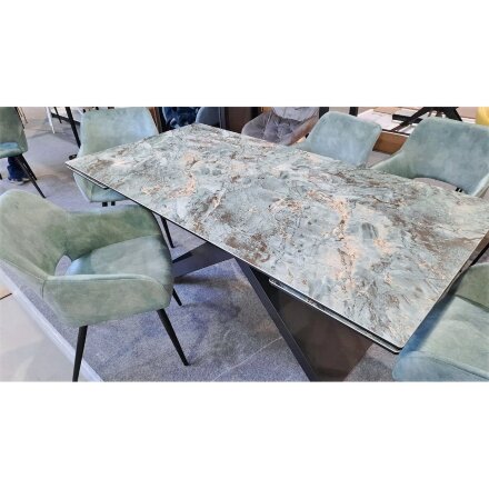 Стол LIVORNO 180 KL-170 MALACHITE, итальянская керамика/ черный каркас М-City 