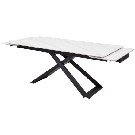 Стол LIVORNO 180 MATT WHITE MARBLE SOLID CERAMIC / BLACK, ®DISAUR 