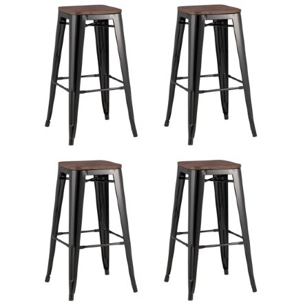 Стул барный TOLIX WOOD черный глянцевый 4 шт 