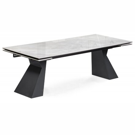 Керамический стол Денхольм 240(290)х100х75 rystal onyx bianco / черный 