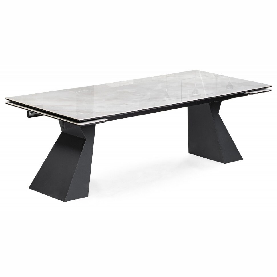 Керамический стол Денхольм 240(290)х100х75 rystal onyx bianco / черный Керамический стол Денхольм 240(290)х100х75 rystal onyx bianco / черный