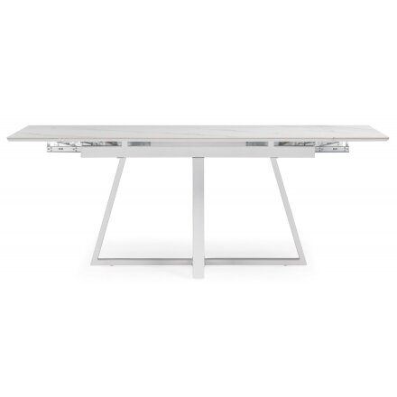 Керамический стол Памелла 140 (200) х 80 белый мрамор alpin white / snow white / белый 