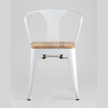 Стул TOLIX ARM WOOD с подлокотниками белый 