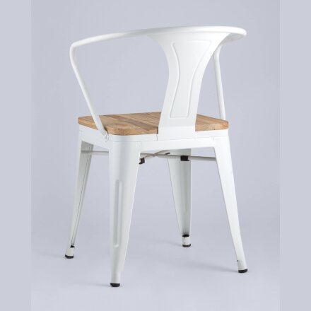 Стул TOLIX ARM WOOD с подлокотниками белый 