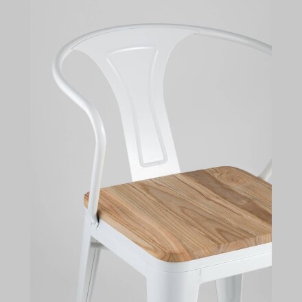 Стул TOLIX ARM WOOD с подлокотниками белый 