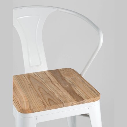 Стул TOLIX ARM WOOD с подлокотниками белый 