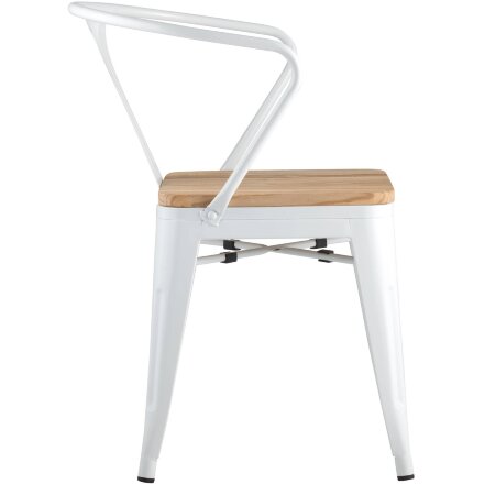 Стул TOLIX ARM WOOD с подлокотниками белый 