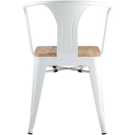 Стул TOLIX ARM WOOD с подлокотниками белый 