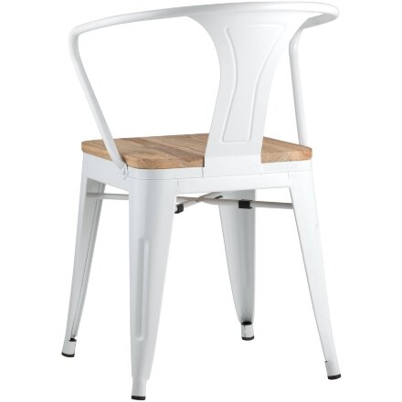 Стул TOLIX ARM WOOD с подлокотниками белый 