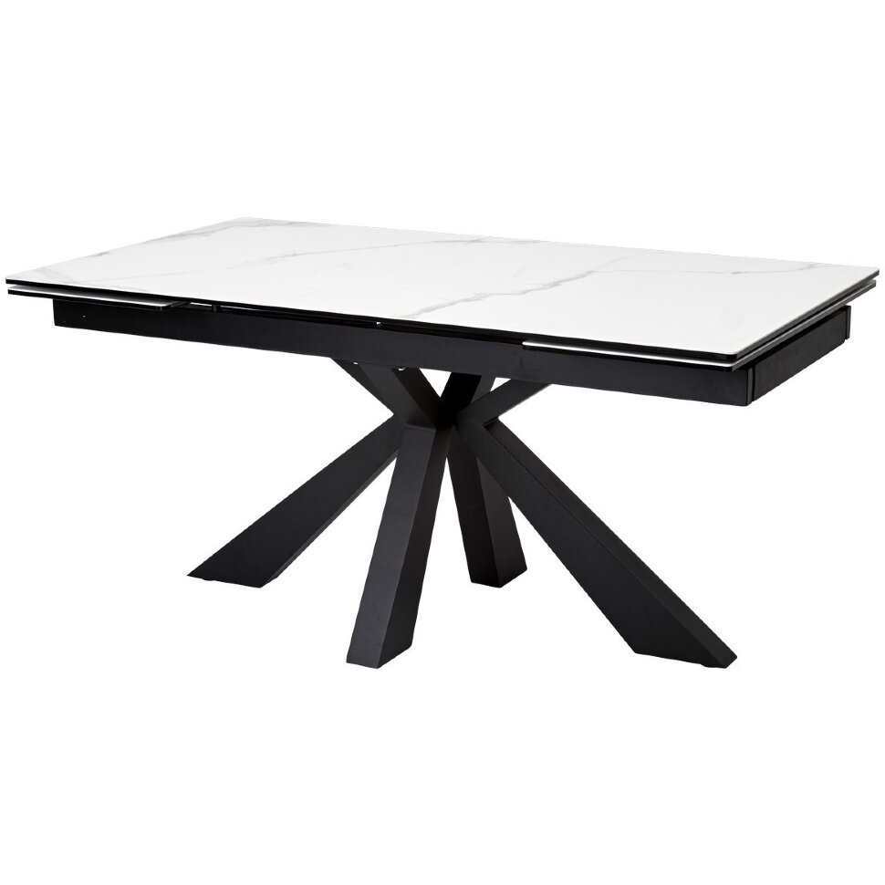 Стол ALEZIO 160 BIANCO TL-45 Белый мрамор матовый, испанская керамика/ черный каркас, ®DISAUR Стол ALEZIO 160 BIANCO TL-45 Белый мрамор матовый, испанская керамика/ черный каркас, ®DISAUR