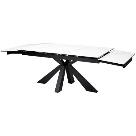 Стол ALEZIO 160 BIANCO TL-45 Белый мрамор матовый, испанская керамика/ черный каркас, ®DISAUR 