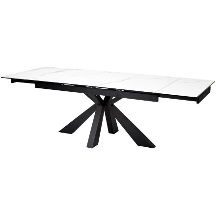 Стол ALEZIO 160 BIANCO TL-45 Белый мрамор матовый, испанская керамика/ черный каркас, ®DISAUR 