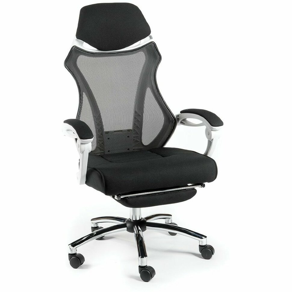 Кресло офисное / 007 / (black (white plastic) белый пластик / черная ткань / черная сетка Кресло офисное / 007 / (black (white plastic) белый пластик / черная ткань / черная сетка