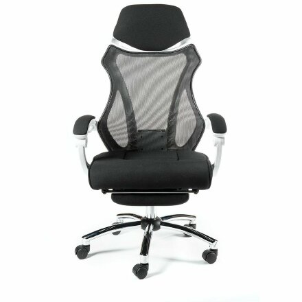 Кресло офисное / 007 / (black (white plastic) белый пластик / черная ткань / черная сетка 