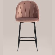 Стул полубарный Stool Group Логан велюр пыльно-розовый ножки металл черный
