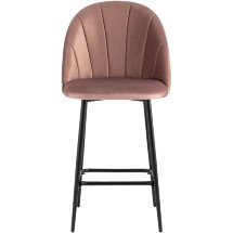Стул полубарный Stool Group Логан велюр пыльно-розовый ножки металл черный
