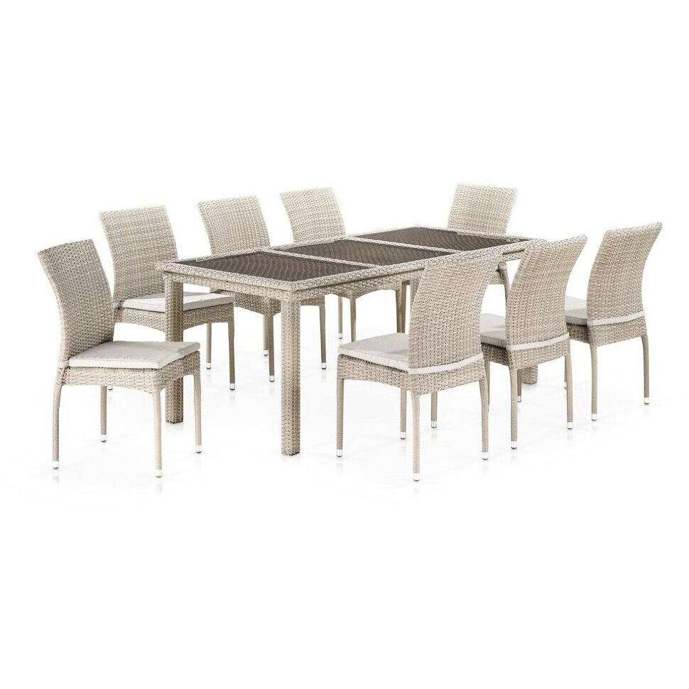 Комплект плетеной мебели T365/Y380C-W85 Latte (8+1) + подушки Комплект плетеной мебели T365/Y380C-W85 Latte (8+1) + подушки