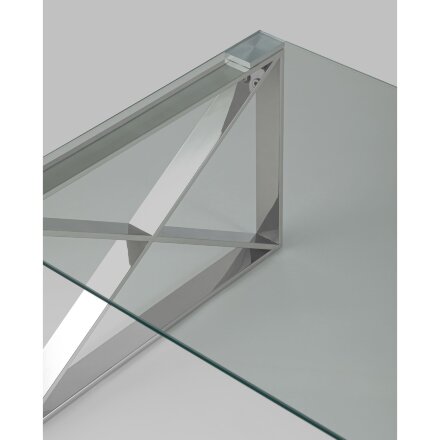 Журнальный стол Stool Group 120*60 КРОСС серебро каркас нержавеющая сталь столешница закаленное стекло 