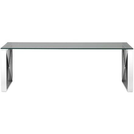 Журнальный стол Stool Group 120*60 КРОСС серебро каркас нержавеющая сталь столешница закаленное стекло 