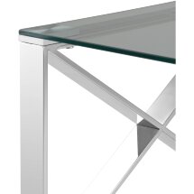 Журнальный стол Stool Group 120*60 КРОСС серебро каркас нержавеющая сталь столешница закаленное стекло