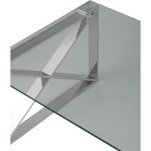 Журнальный стол Stool Group 120*60 КРОСС серебро каркас нержавеющая сталь столешница закаленное стекло