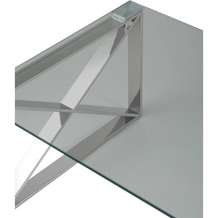 Журнальный стол Stool Group 120*60 КРОСС серебро каркас нержавеющая сталь столешница закаленное стекло 