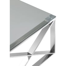 Журнальный стол Stool Group 120*60 КРОСС серебро каркас нержавеющая сталь столешница закаленное стекло