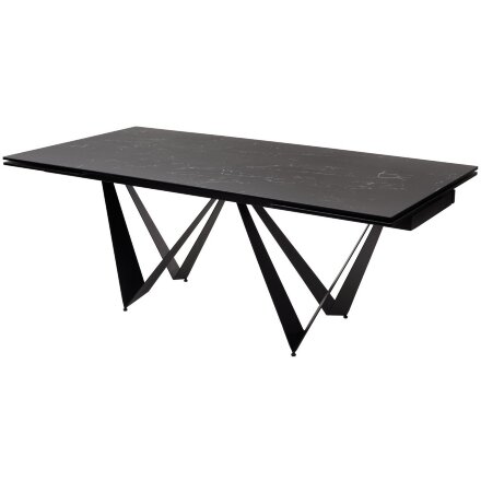 Стол RIETI 200 NERO KL-116 Черный мрамор матовый, итальянская керамика/ черный каркас, ®DISAUR 